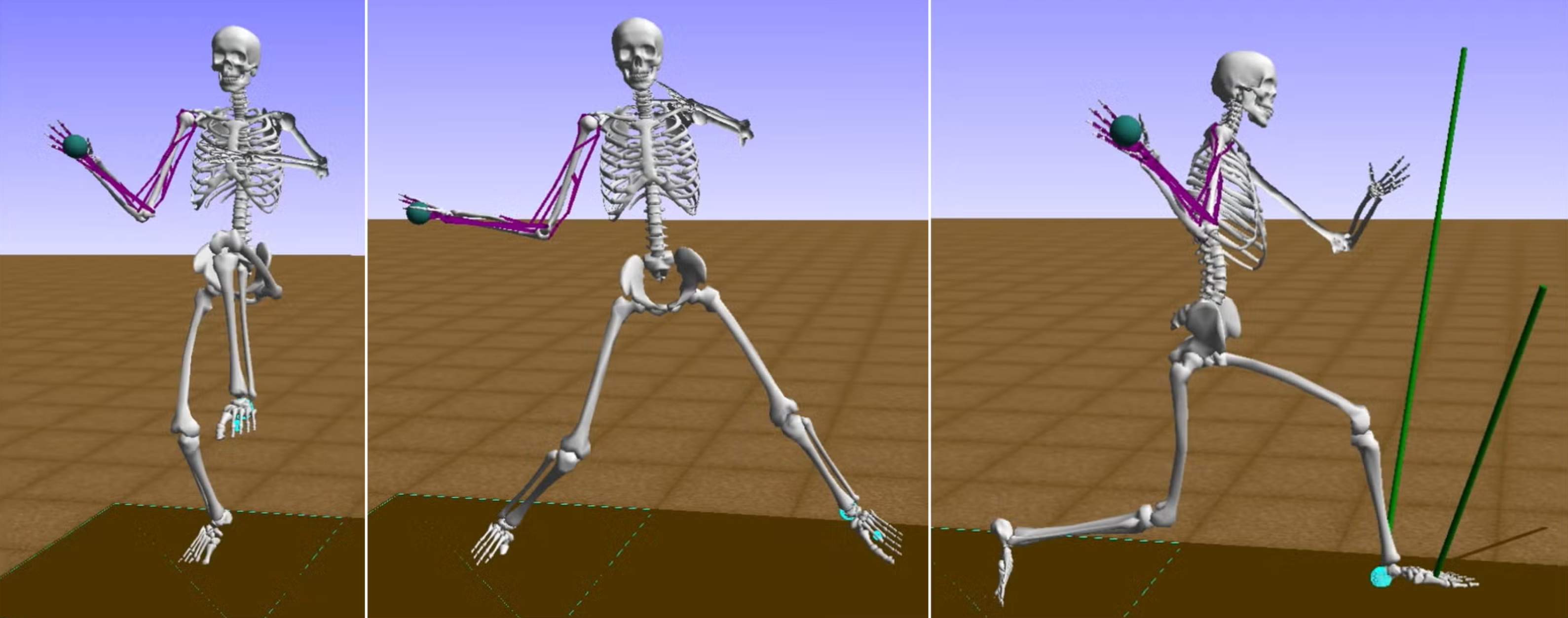 A digital skeleton developed by researchers at the University of Waterloo shows the stages in a typical baseball pitching delivery. 