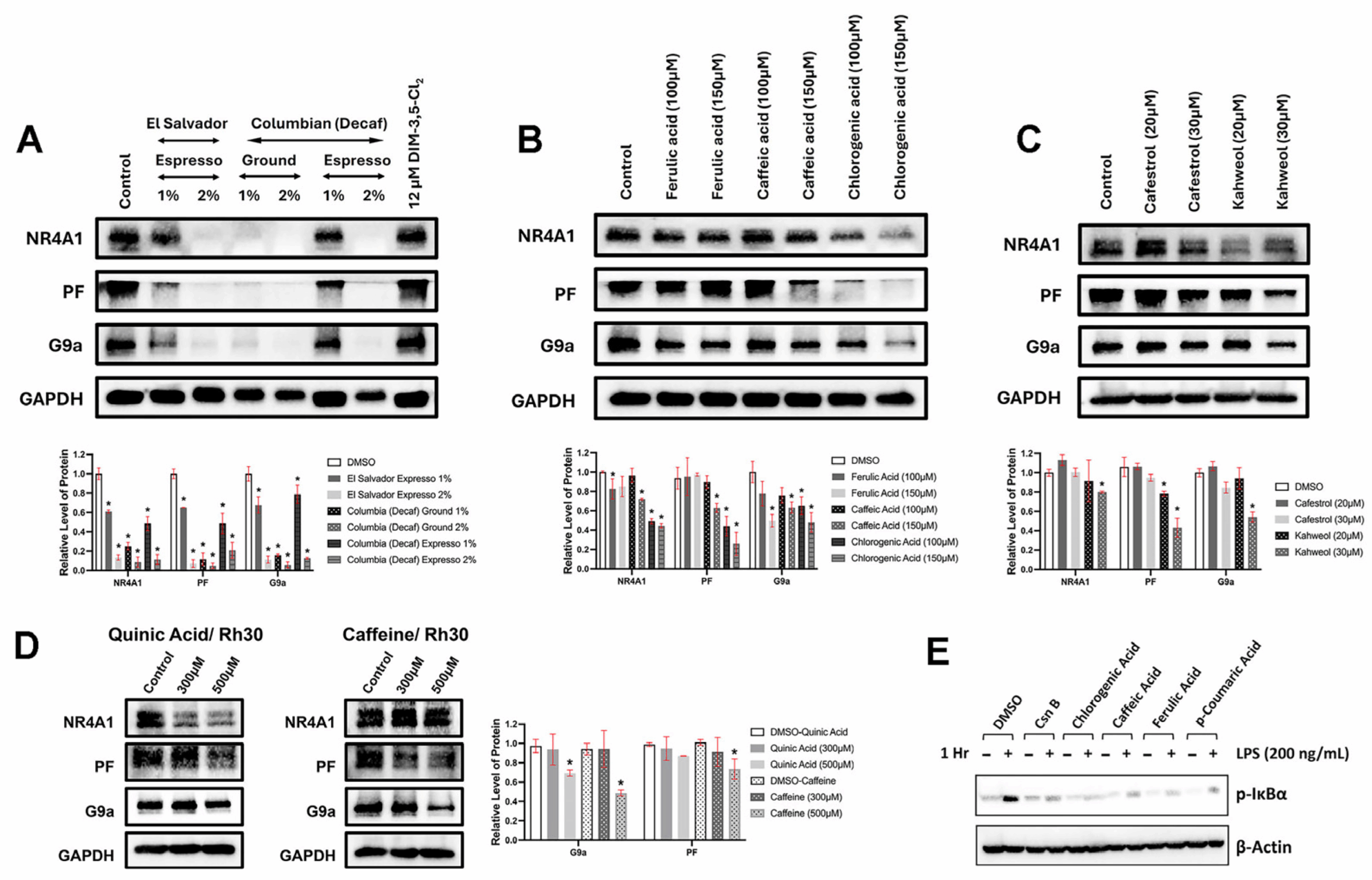Effects of coffee extracts and individual components on NR4A1-responsive gene products.