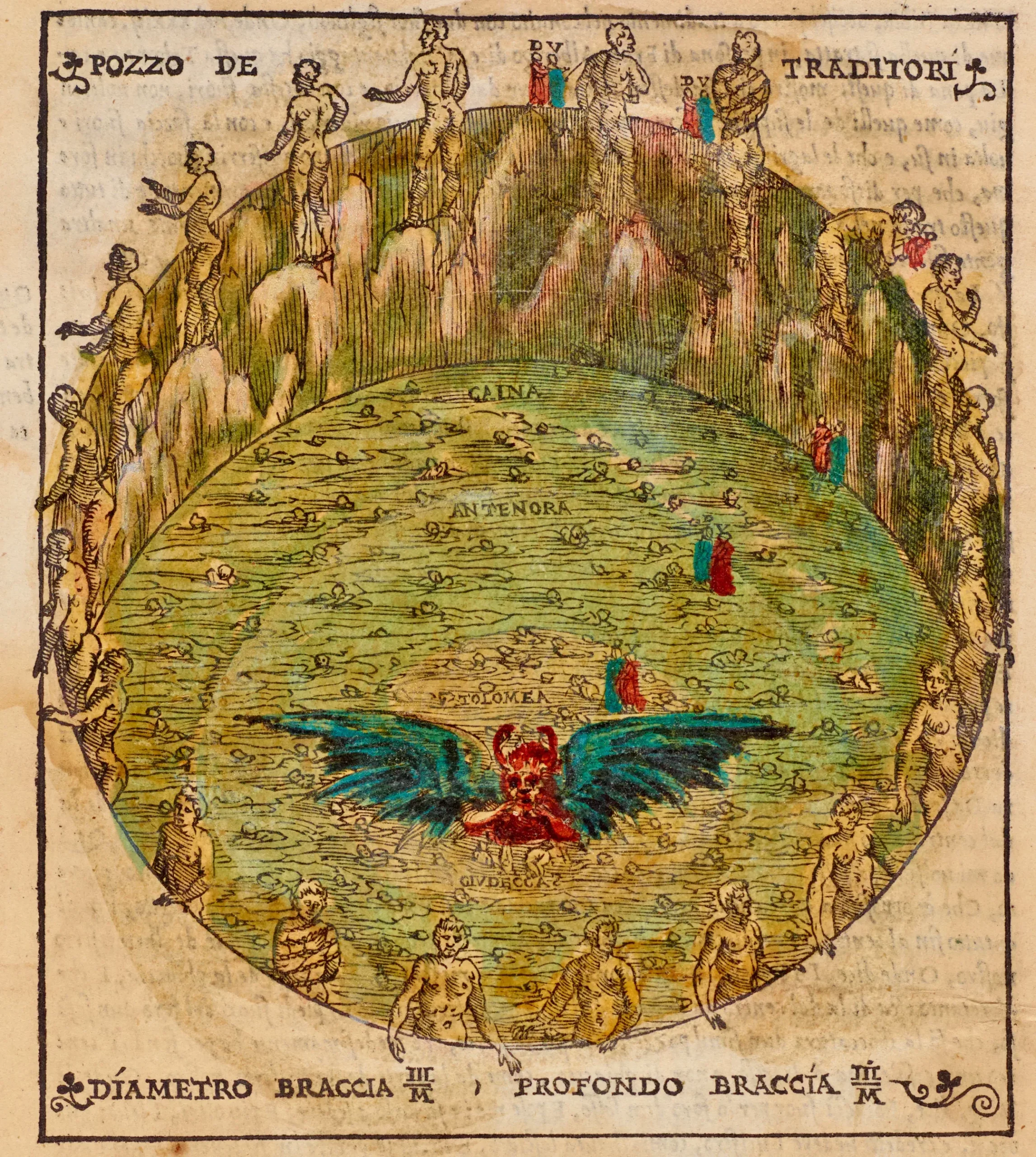 Dante and Virgil reach the ninth and lowest circle of Hell, a frozen lake of ice filled with traitors.