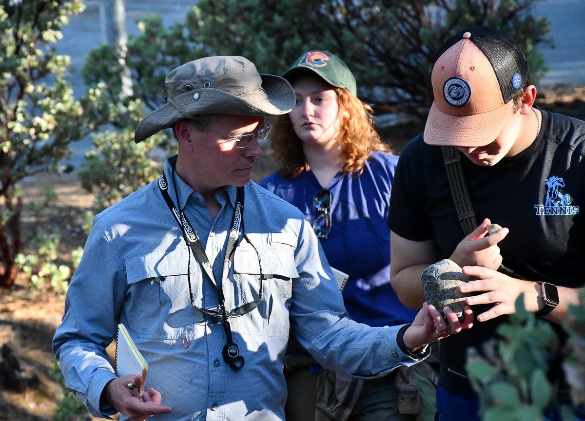 UC astrophysics graduate Paul Smith took part in a 2023 UC Department of Geosciences field trip to California to study its volcanic and seismic geology. He is pursuing a bachelor's degree in geosciences from UC's College of Arts and Sciences. 