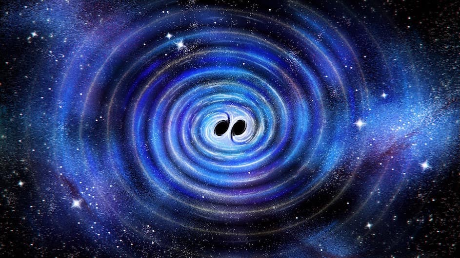 When two black holes collide and merge, they release gravitational waves.