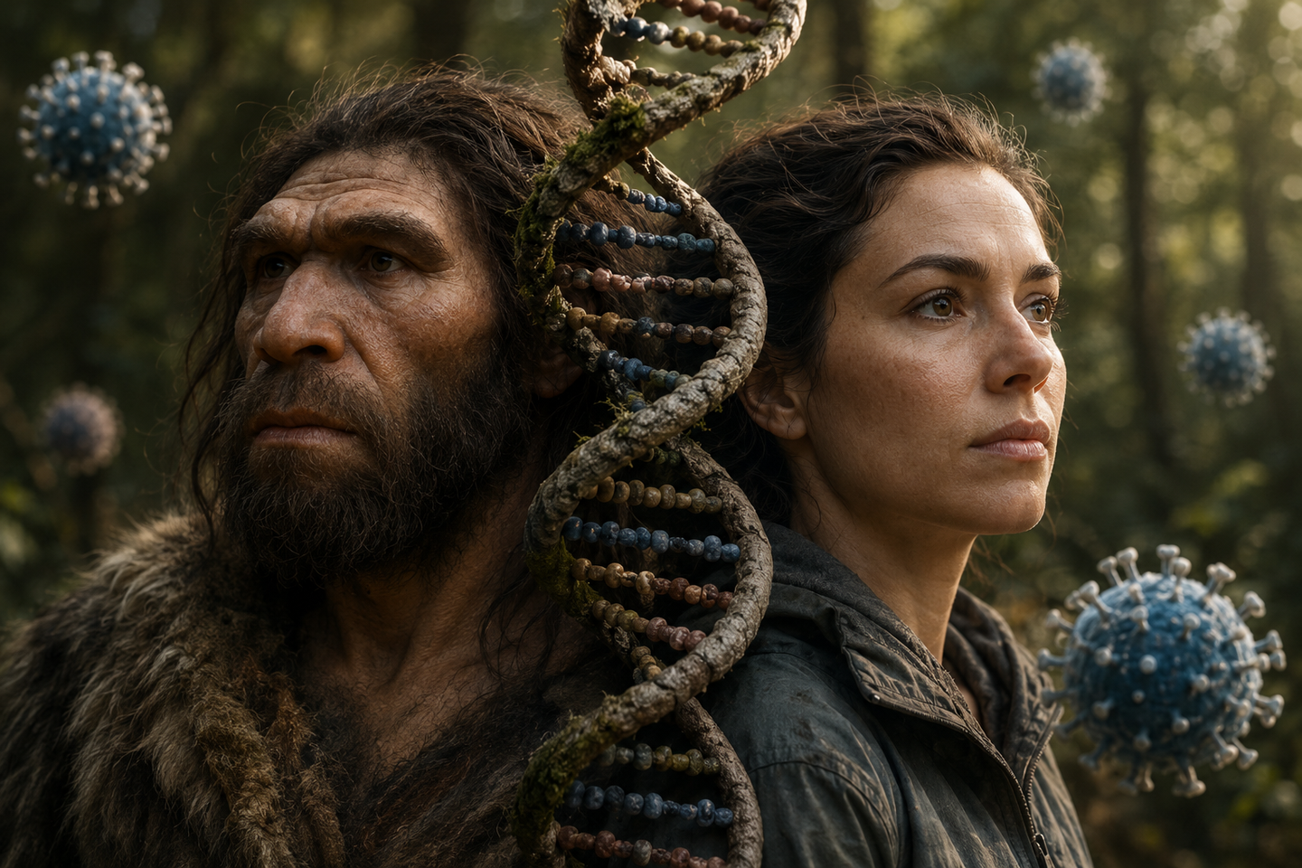 Neandertal-derived variants were linked to higher loads of common DNA viruses, especially Epstein-Barr virus, in modern humans