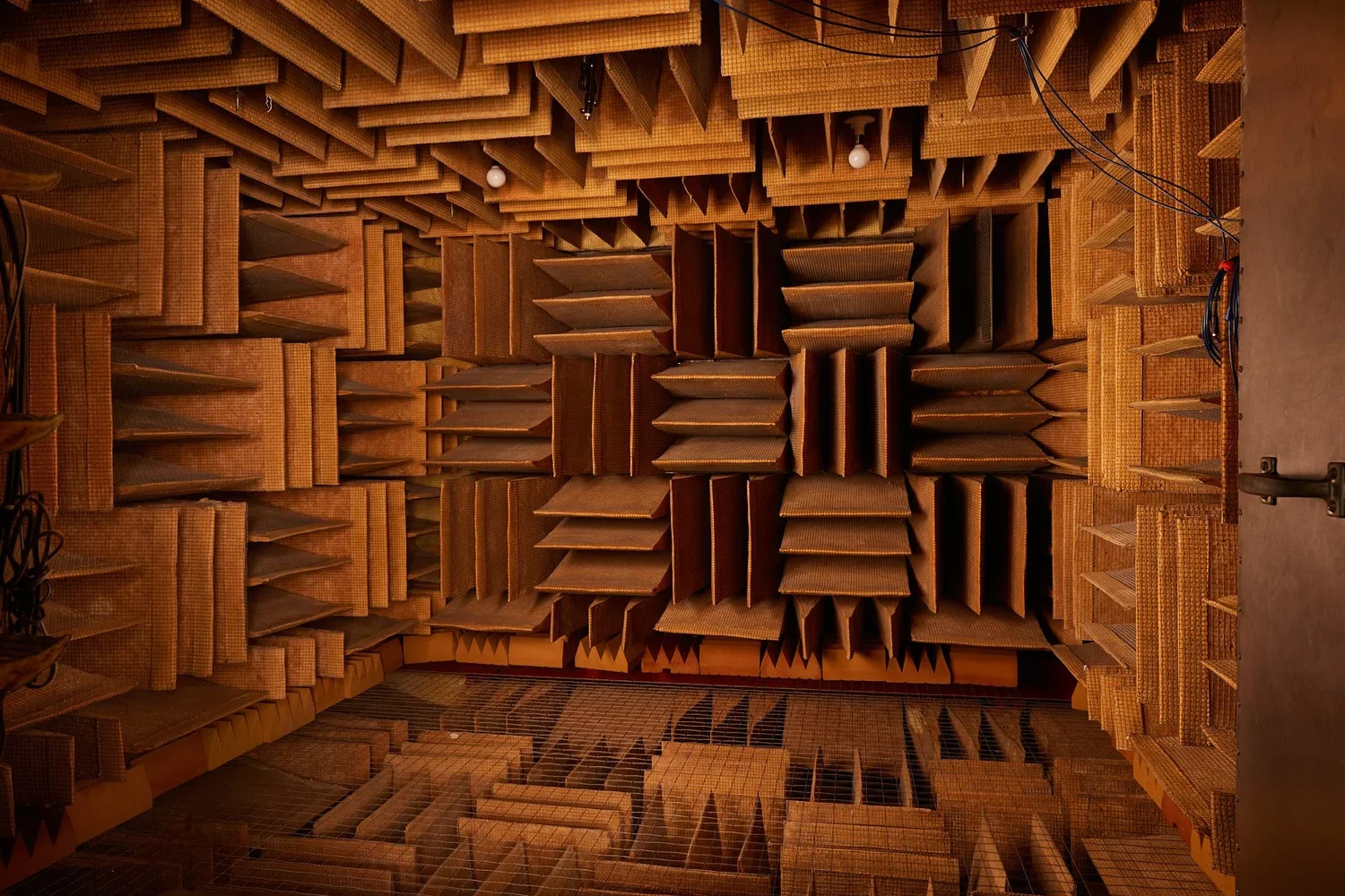 The quiet room in Orfield Laboratories, and its anechoic chamber absorbs 99.99% of sound. 