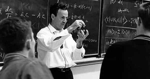 Richard Feynman instructing his class.