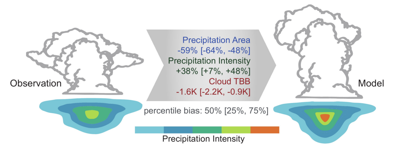 Schematic illustration of the bias in simulating MCSs shared across global convection-permitting models