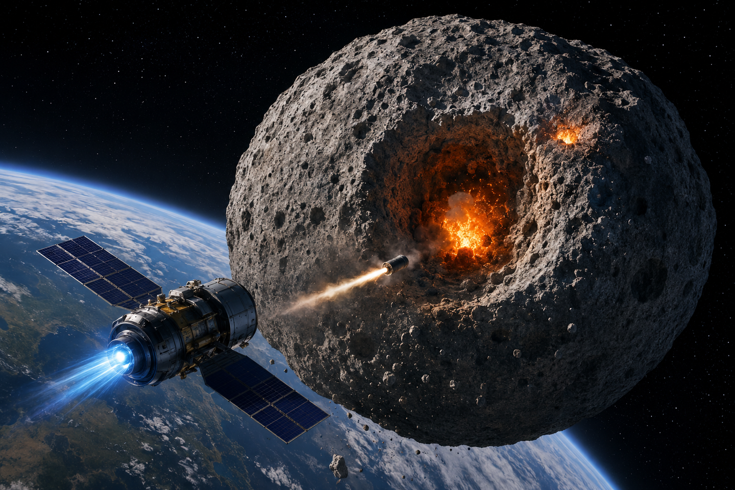 New research finds deep-crater nuclear blasts could deflect dangerous large asteroids faster than direct-impact methods.