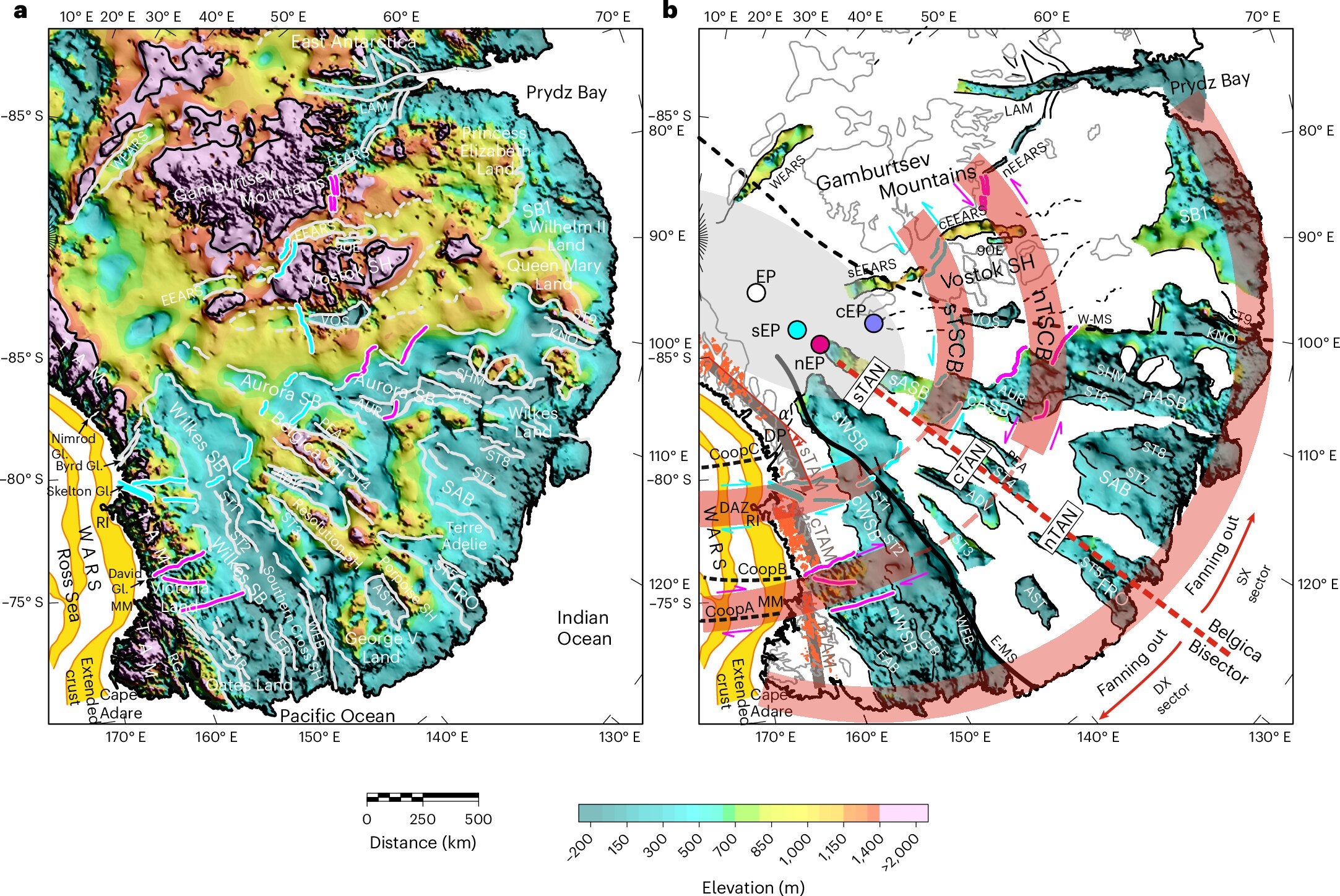 Fault-controlled basins and interpreted structural frame in the newly identified EAFBP.