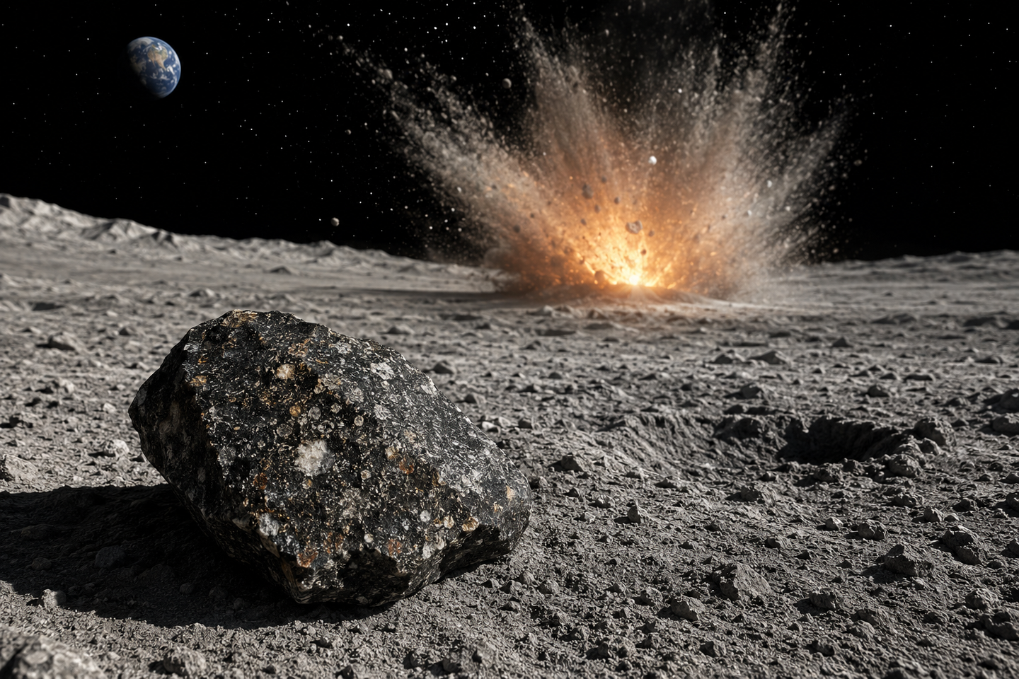 A lunar meteorite records a 3.5-billion-year impact, matching evidence from Earth and Vesta in the young inner solar system.