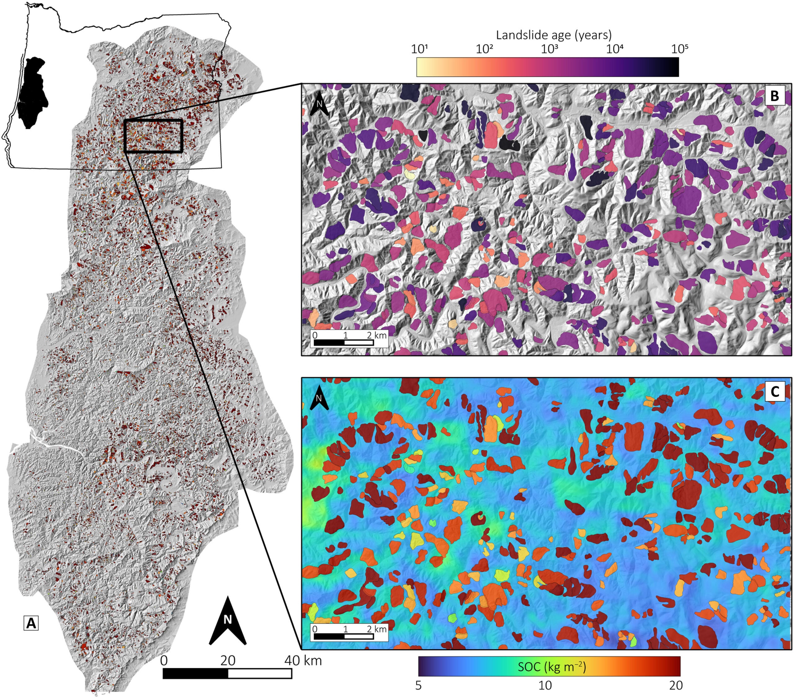 Deep-seated landslides in the central OCR.