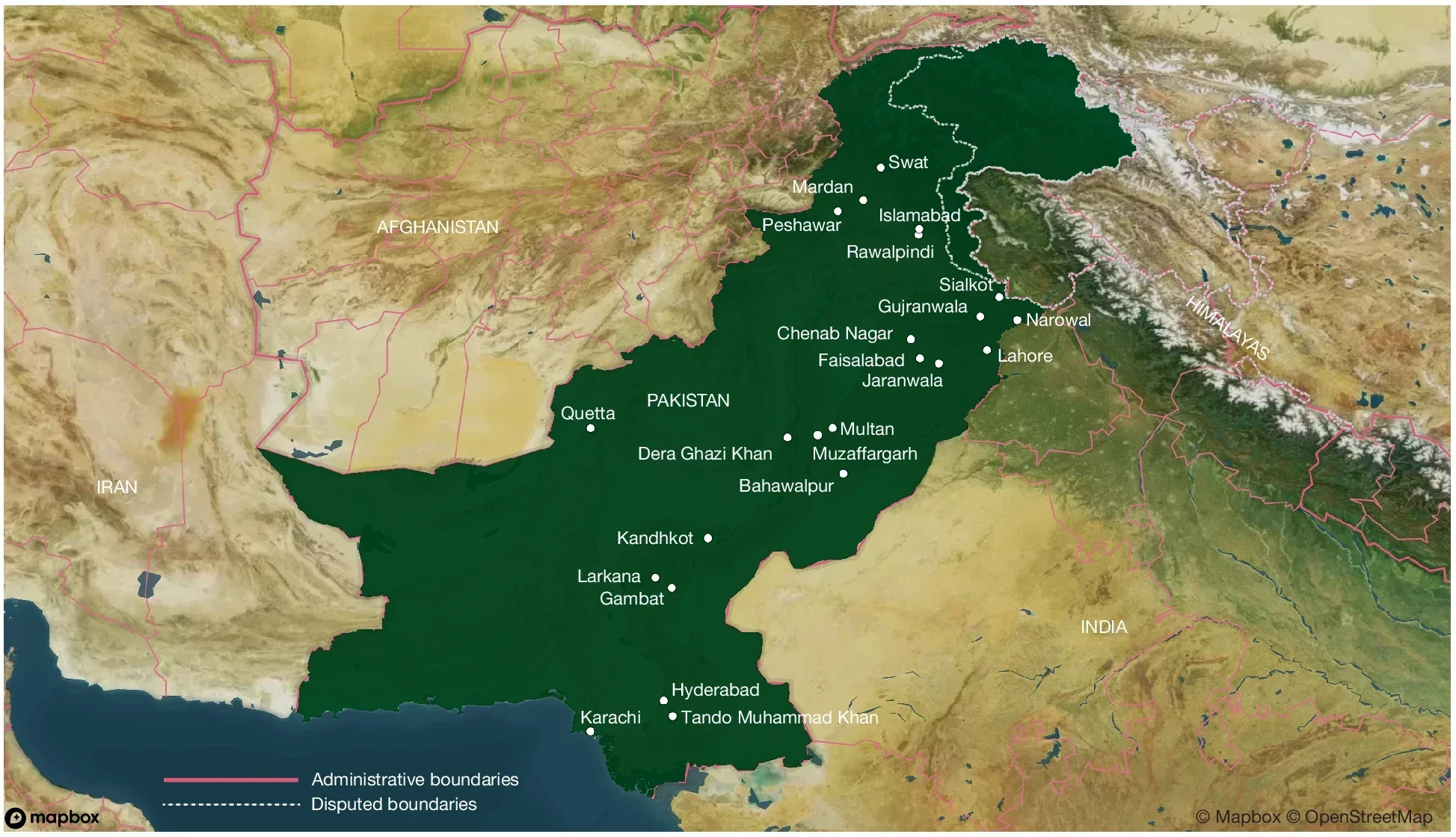 Map showing the locations of 23 cities where PGR recruitment centres are located.