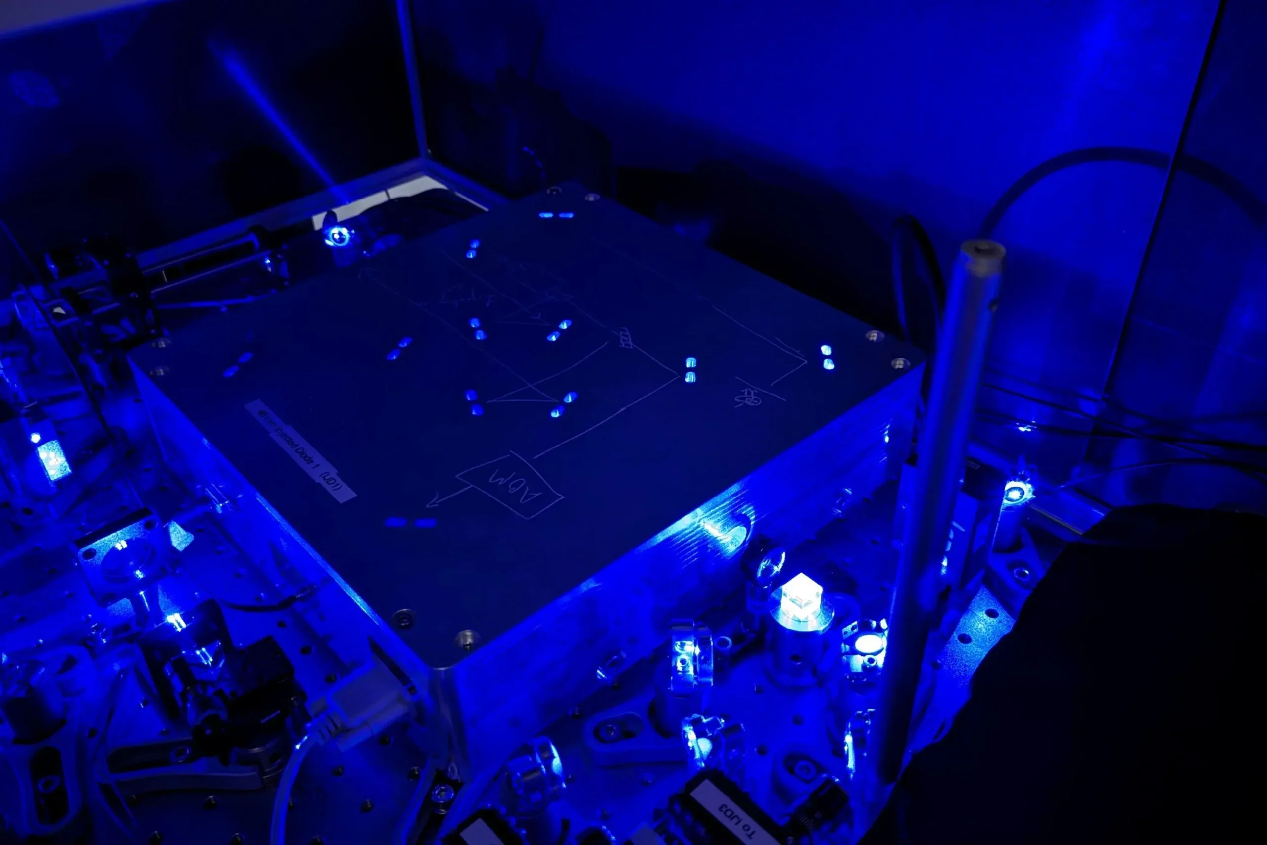 One of the laser systems used at the Imperial laboratory to cool atoms and control their quantum state.