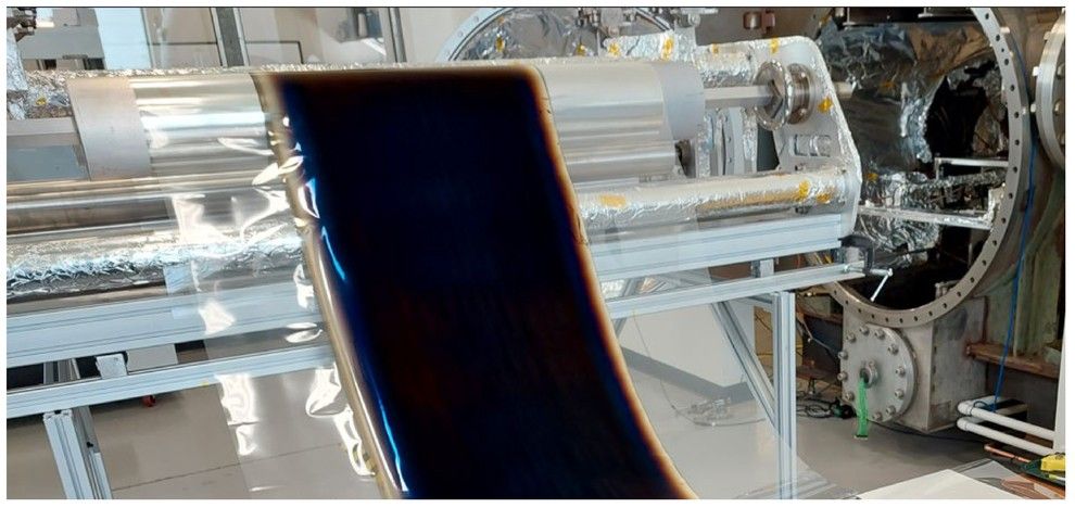 Black coating applied to a thin plastic membrane at ZeCoat coating laboratory. 