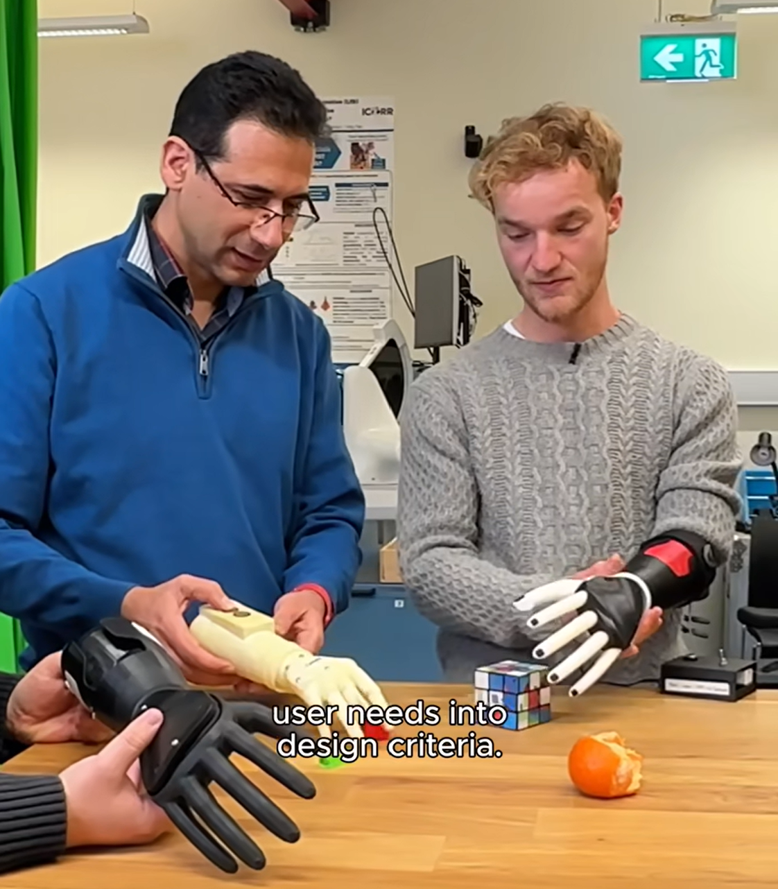 Dr. Alireza Mohammadi and Xavier Vella discussing options and design criteria for the bionic arms. 