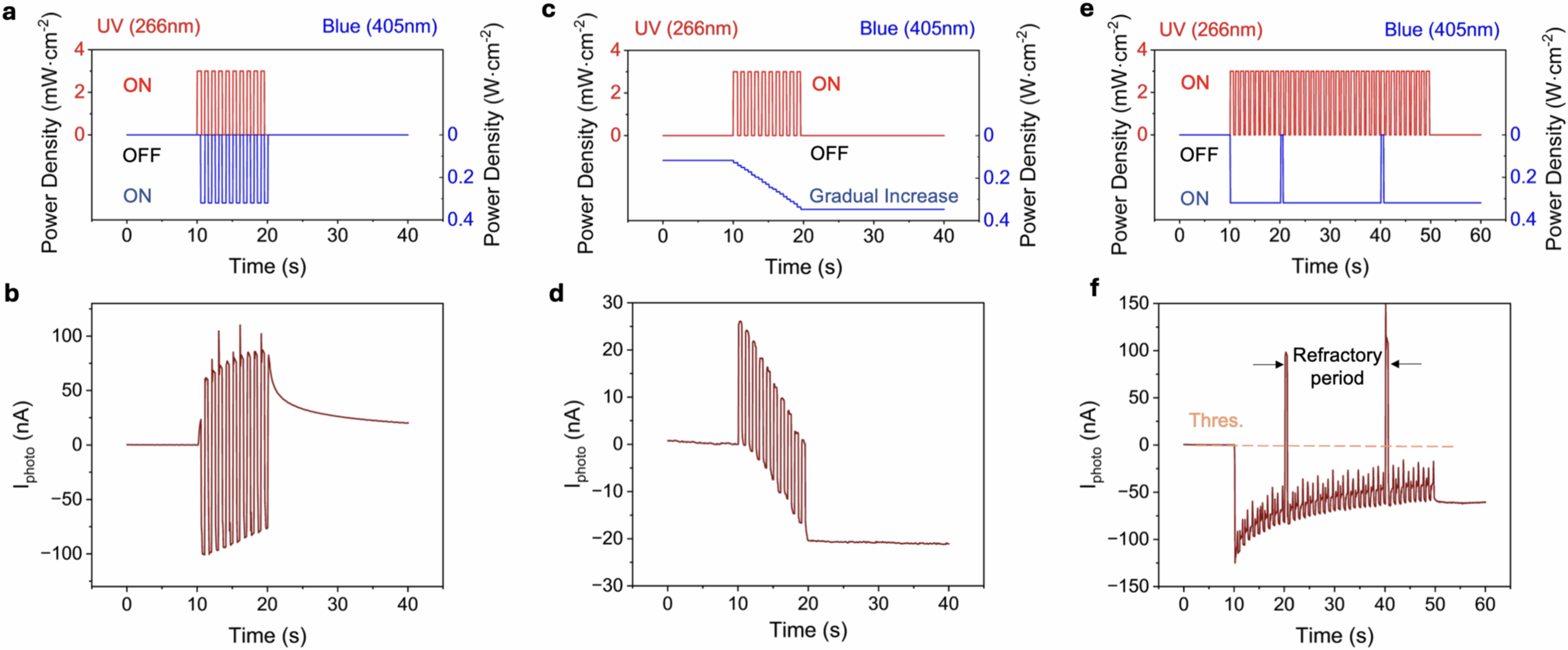 Detailed characteristics of the presented neuron-like nanowire photodetectors.