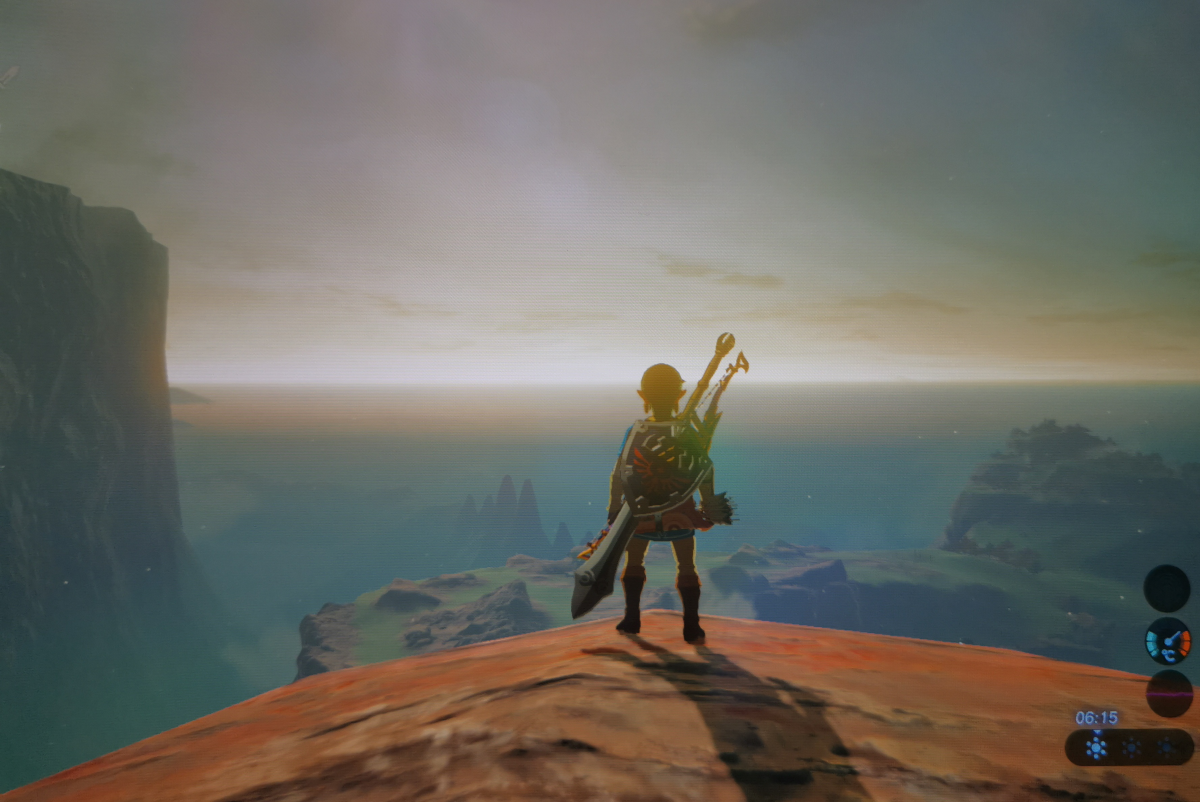 Link, ready to keep exploring as the sun rises in The Legend of Zelda: Breath of the Wild (reproduced with permission from Nintendo).