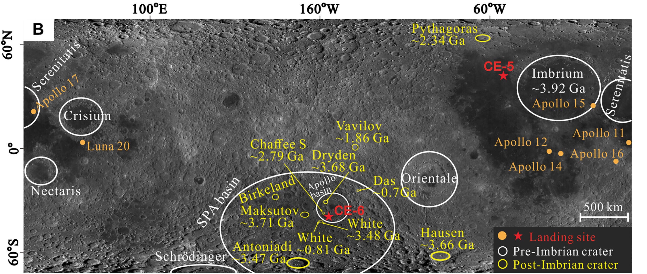 The geological context around the CE-6 landing site.