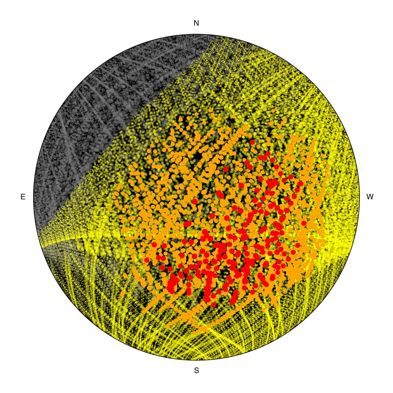 Predicted number of satellites above the VLT with 1 million SpaceX satellites in orbit.