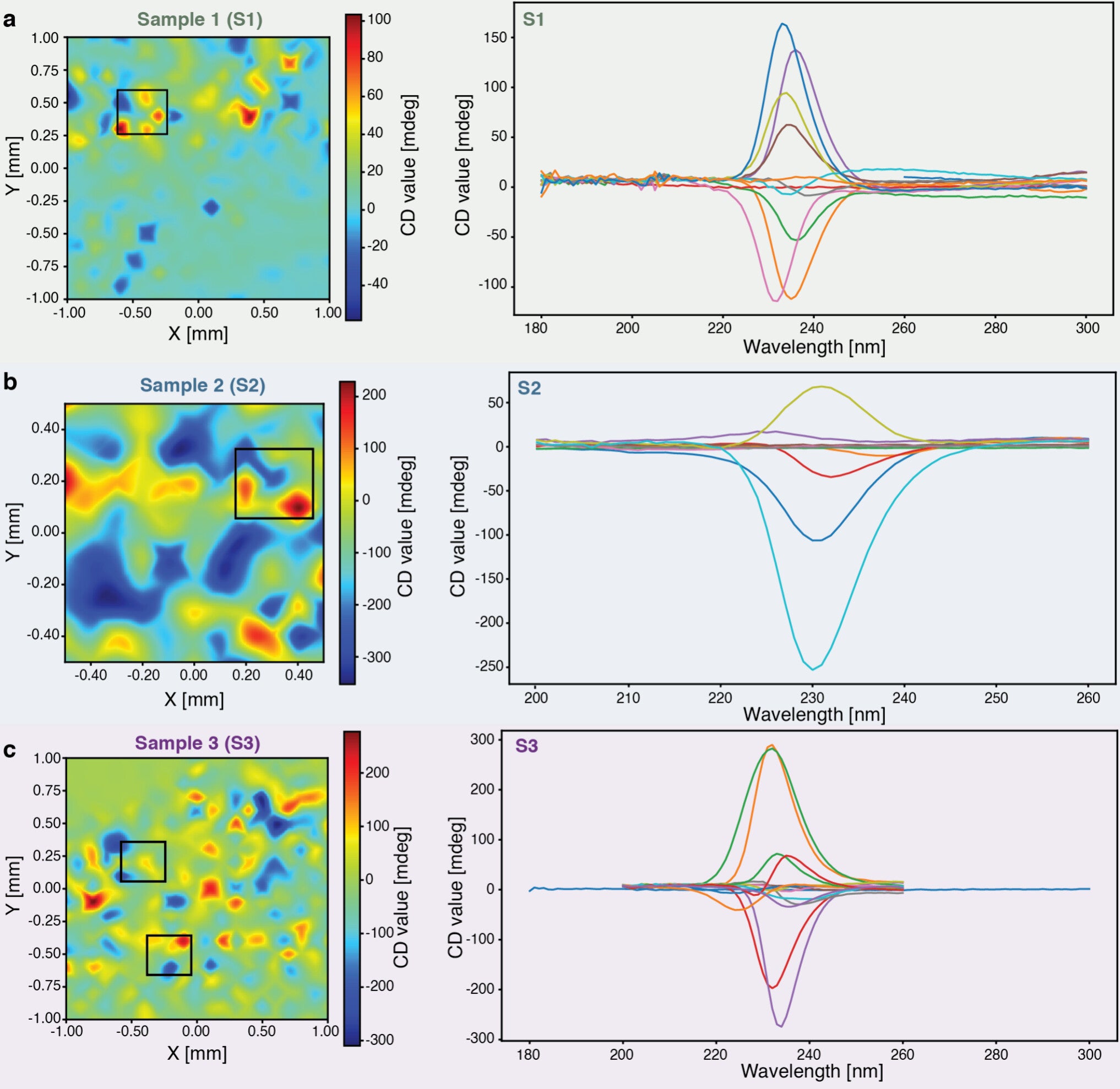 Synchrotron analysis of CD values in collagen matrix.