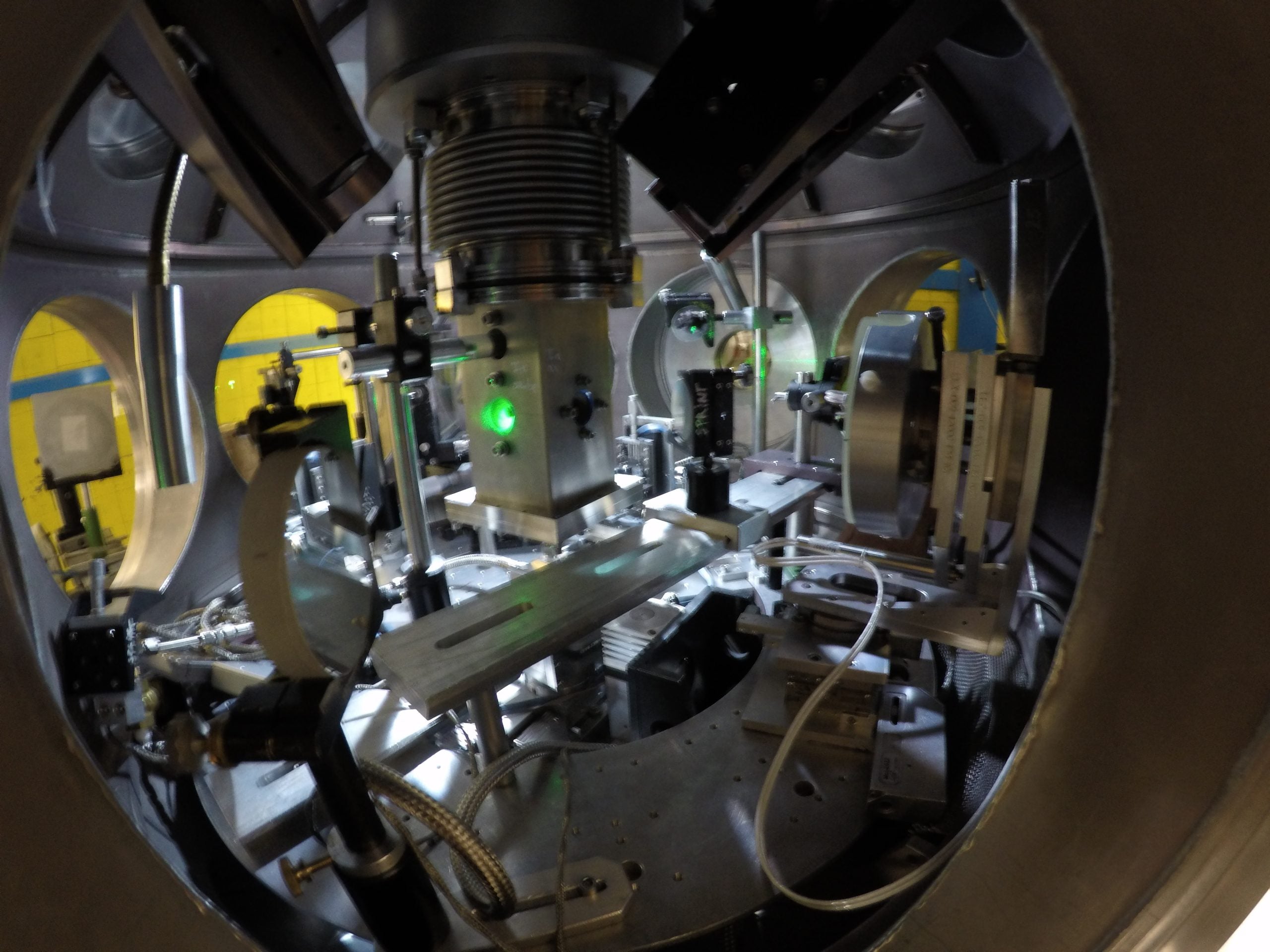 The laboratory set-up at the Ecole Polytechnique (France), where the experiments for recreating stellar eruptions were performed. 