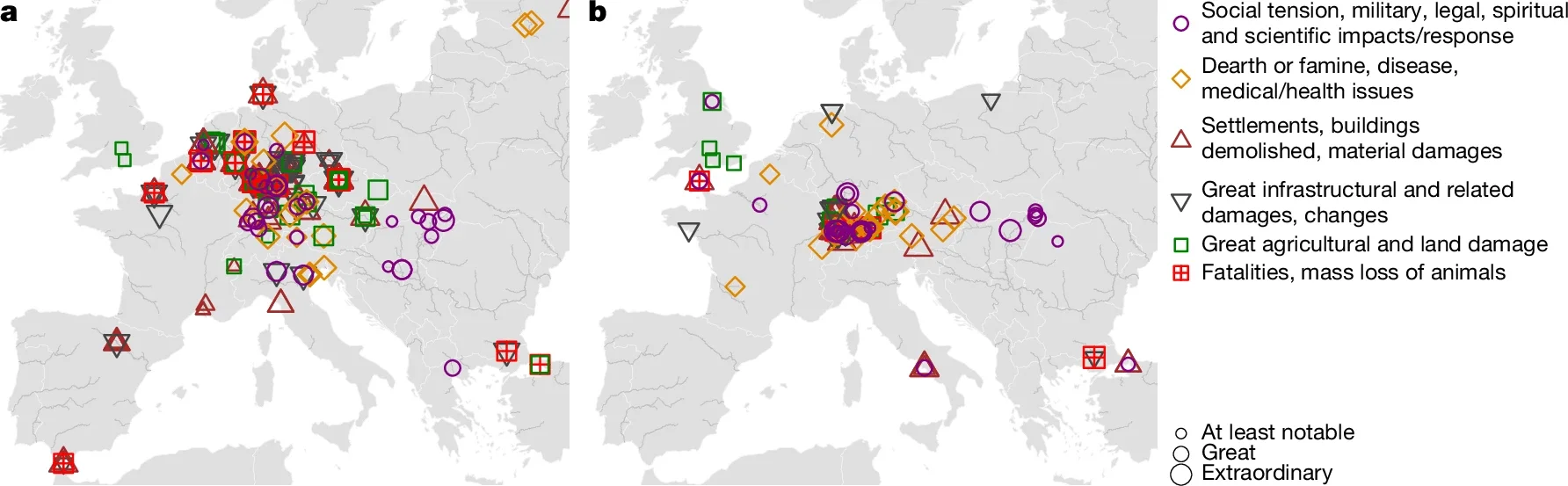Socio-economic impacts of floods in 1342 and 1343.