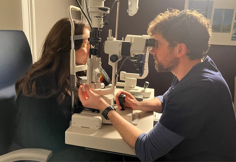 Eye test with optometrist Ian Cameron, of Cameron Optometry, Edinburgh.