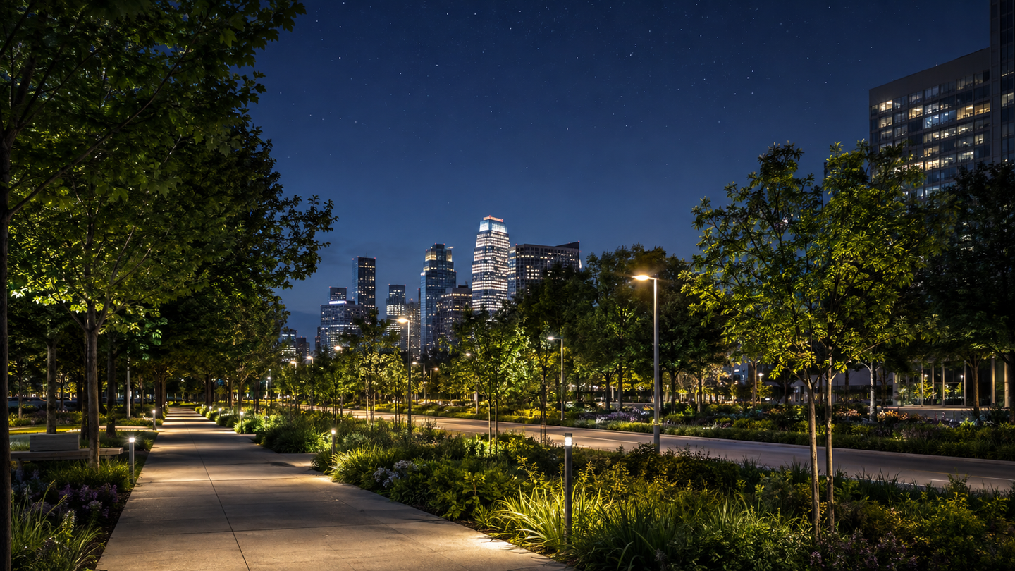 Artificial light at night fell in policy cities, alongside smaller shifts in spring green-up and autumn leaf timing.