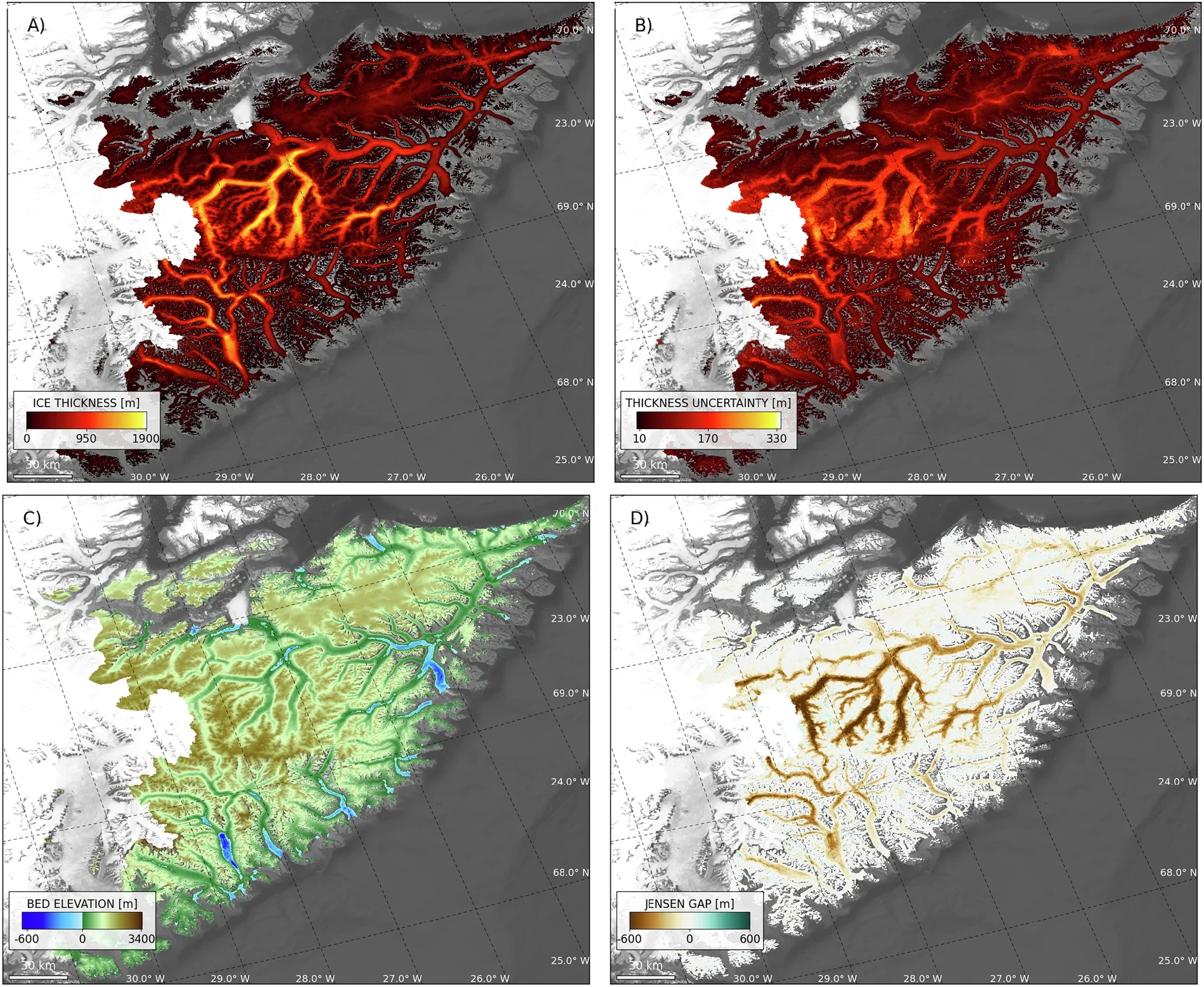 The Geikie Plateau (coastal East Greenland) modeled with IceBoost v2.0.