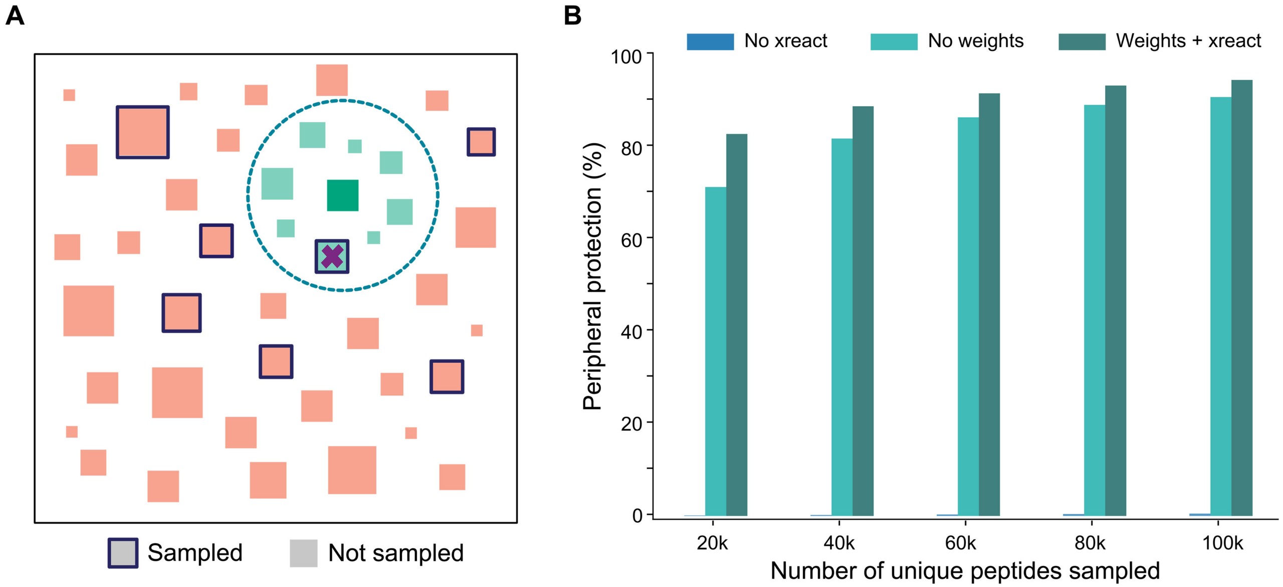 Sparse, random sampling is sufficient to protect most of peripheral self.