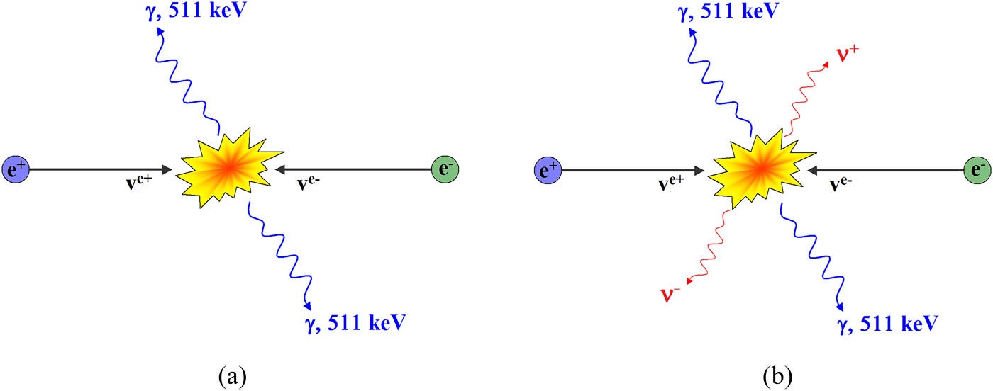 Diagrammatic representation of the positron–electron annihilation process.