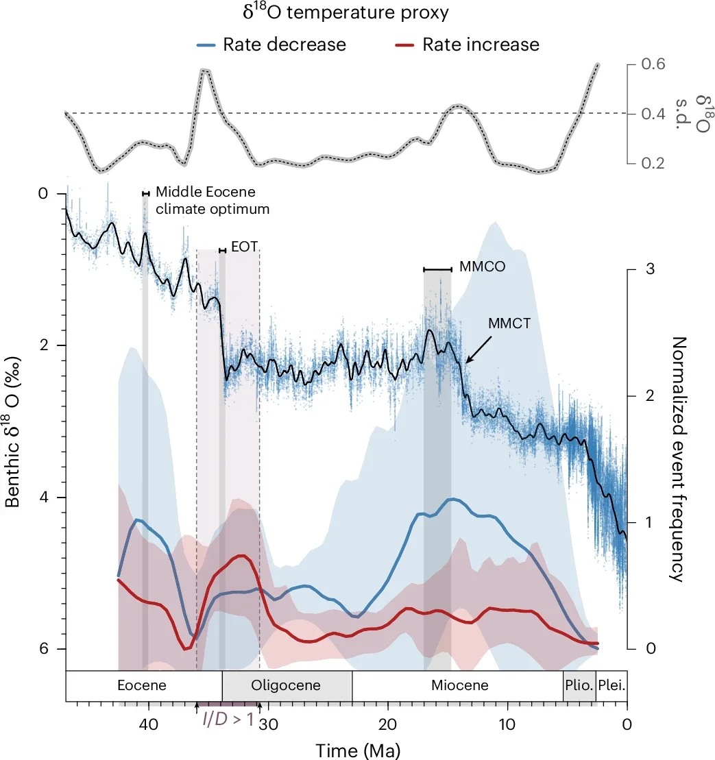 Climatic variability and temporal clustering of evolutionary rate shifts.
