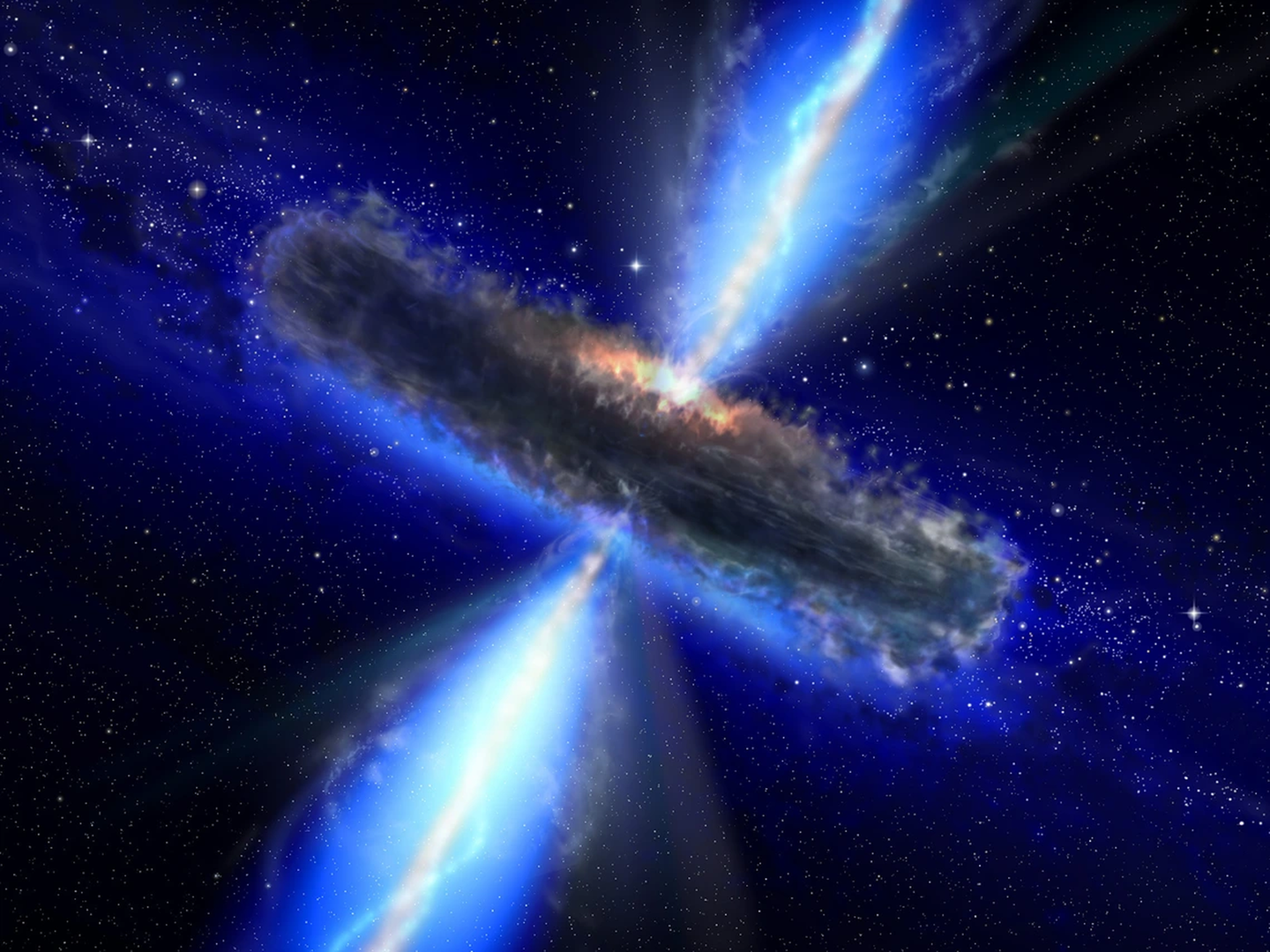 An artist’s impression of a young star surrounded by a planet-forming disk, with powerful winds blasting gas from the emerging planetary system.