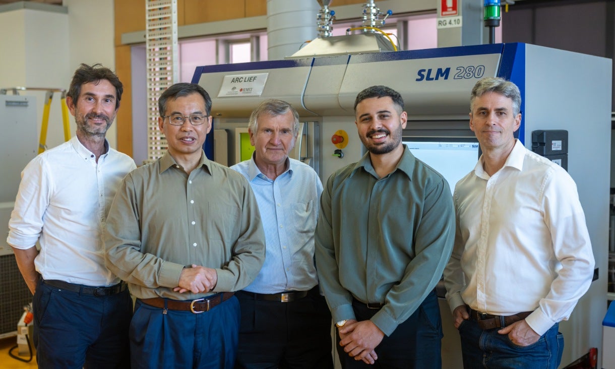 The project team: Professor Andrey Molotnikov, Distinguished Professor Ma Qian, Distinguished Professor Milan Brandt, Dr Jordan Noronha and Professor Martin Leary at RMIT's Centre for Additive Manufacturing.
