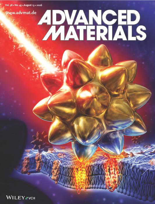 Cover illustration showing a gold nanostar illuminated by laser light