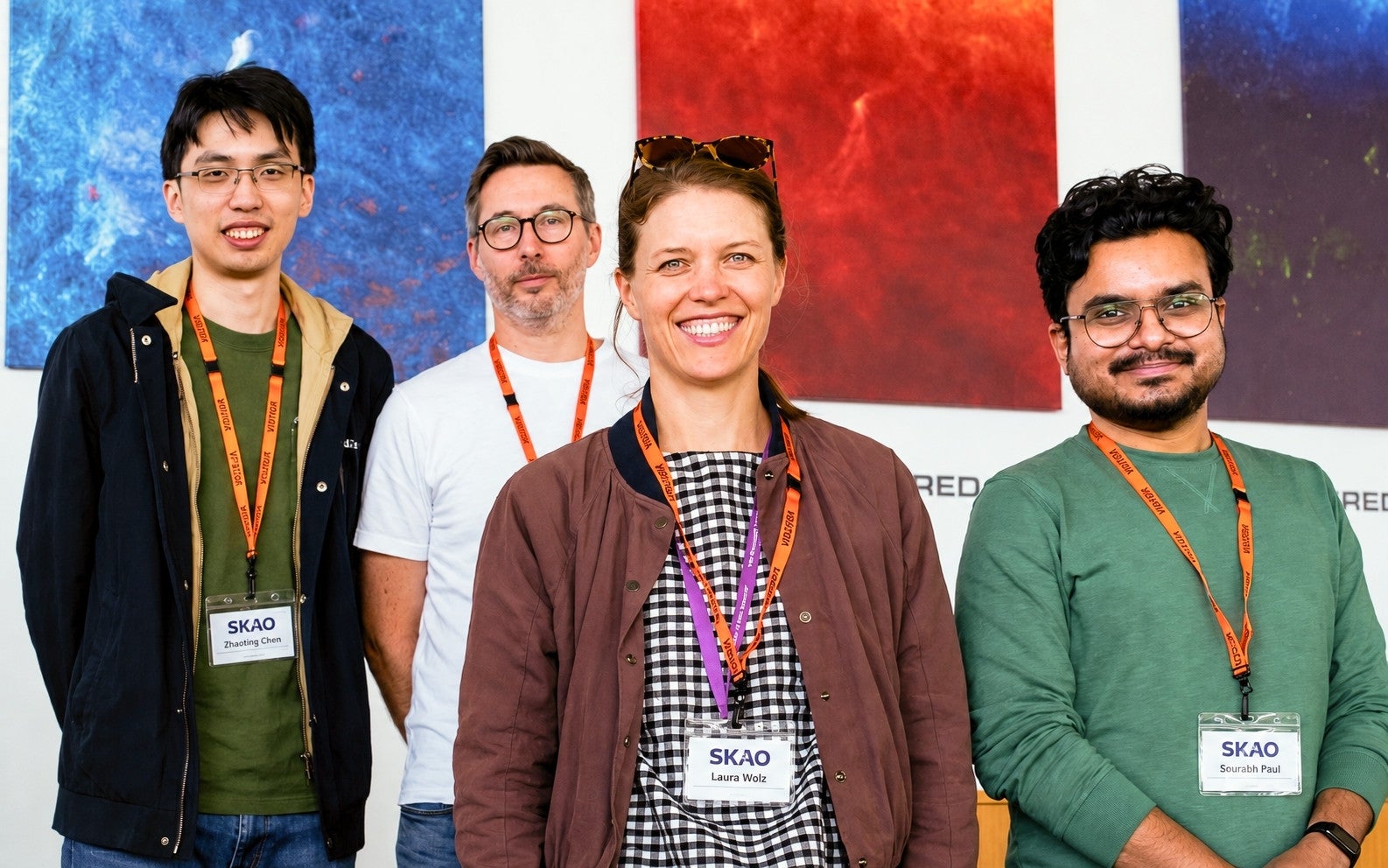 The team behind the detection; from left to right: Dr Zhaoting Chen (Researcher at University of Edinburgh, graduated with PhD from University of Manchester in 2024), Prof Mário Santos (professor at University of Western Cape), Dr Laura Wolz (Reader at University of Manchester), Dr Sourabh Paul (project lead and researcher at University of Manchester and University of Western Cape).