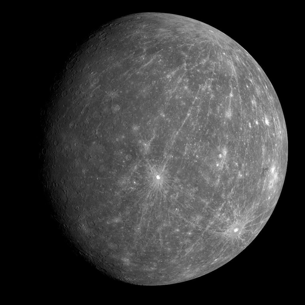 Mercury as seen by NASA’s MESSENGER spacecraft in 2008.