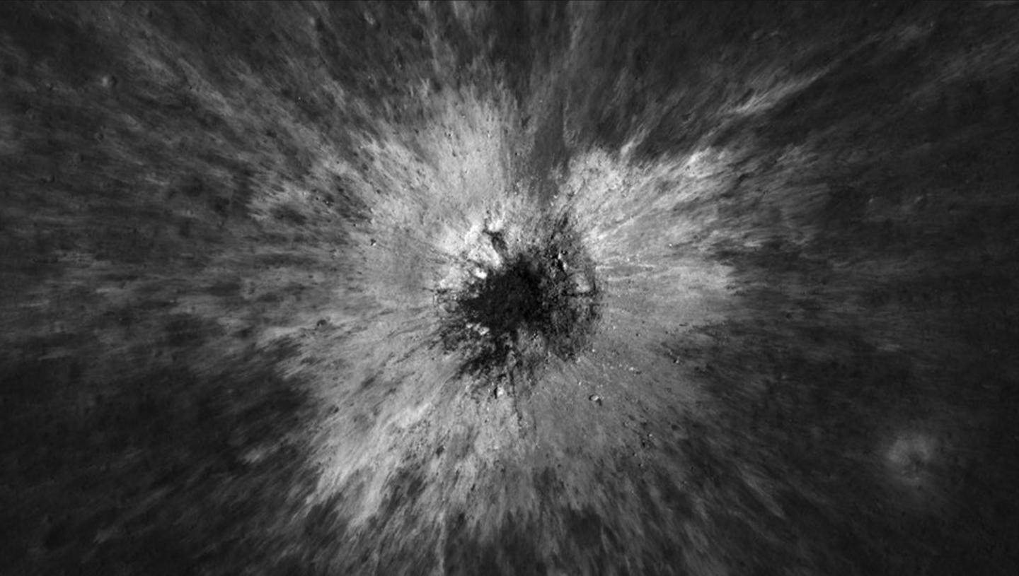 An overhead, close-up view of McGetchin crater that was taken on Dec. 5, 2025, by NASA’s Lunar Reconnaissance Orbiter (LRO) Narrow-Angle Camera (NAC).
