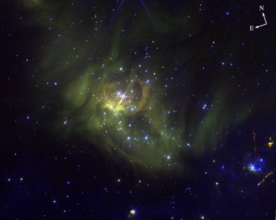 JWST/NIRCam images in three filters (F162M, F360M, and F444W) from Cycle 3 for a 16′ × 20′ field in IC 348.