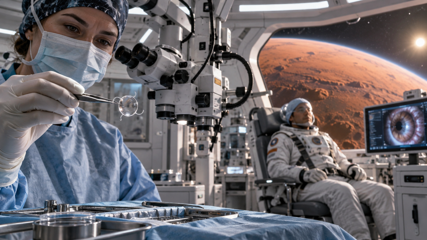 Artificial eye lenses exposed outside the ISS reveal how cataract surgery supplies might survive future missions to Mars.