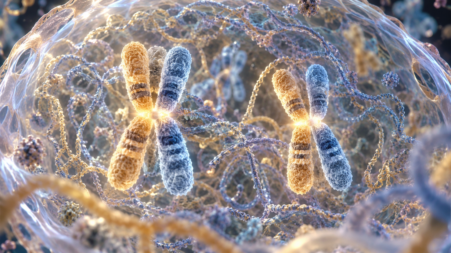 Repetitive DNA and the D1 protein help matching fruit fly chromosomes recognize one another before eggs form.