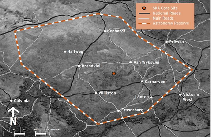 Map of the SKA core site and surrounding communities.