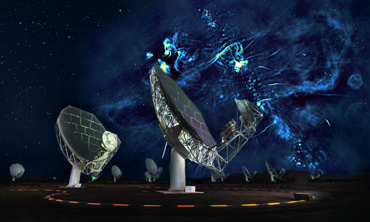 The Milky Way ("Hemelstraat") above the MeerKAT telescope.