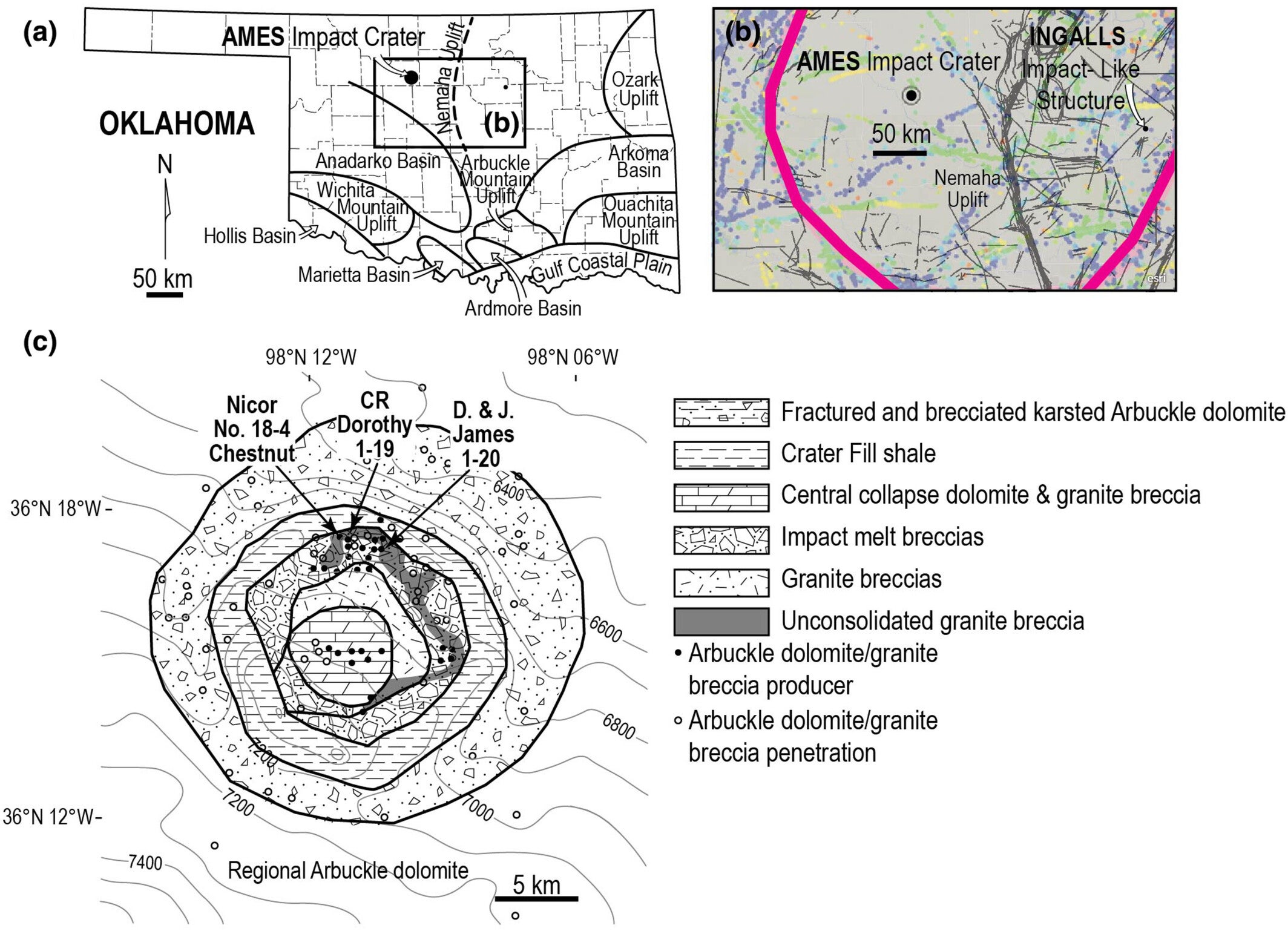 Structural and regional setting of the Ames impact structure.