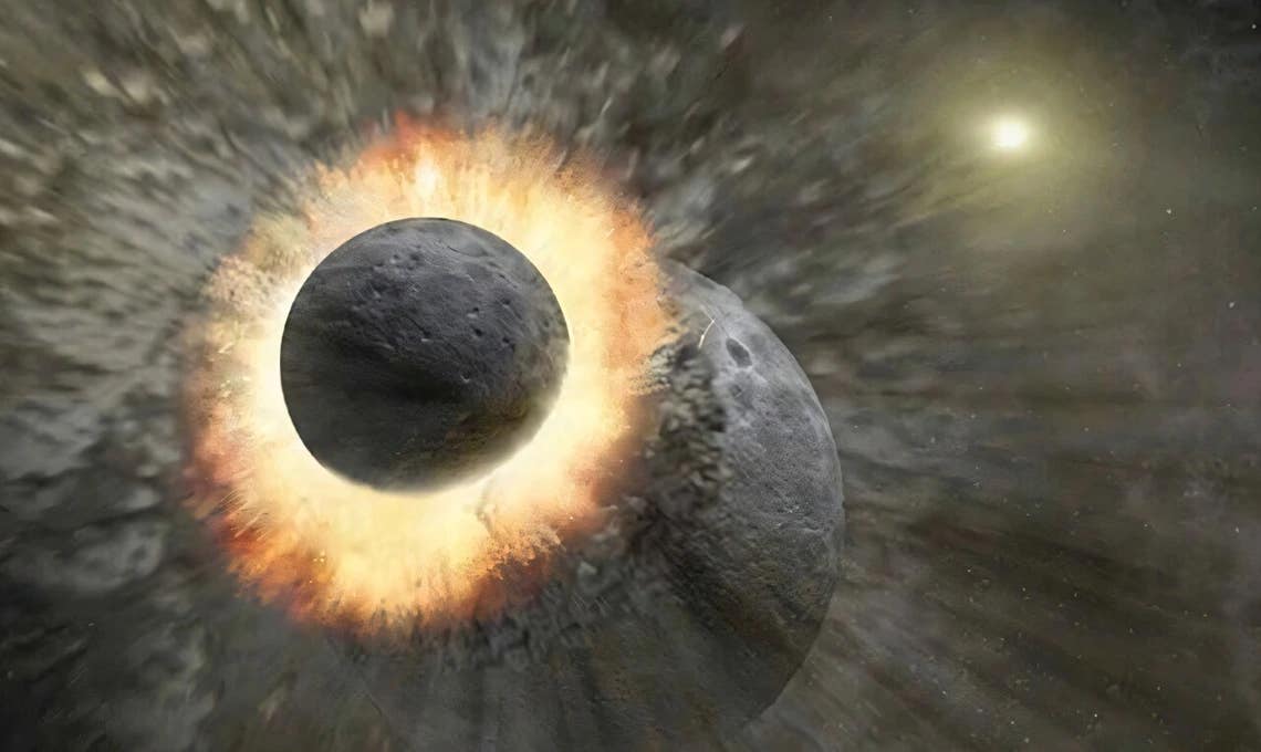 New simulations suggest geological strength let a hot Theia produce an almost intact proto-Moon within hours of its collision with Earth.