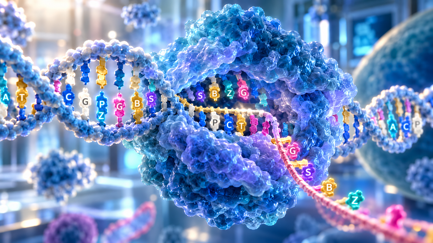 Scientists showed that bacterial RNA polymerase can read an eight-letter DNA alphabet containing four synthetic genetic letters.