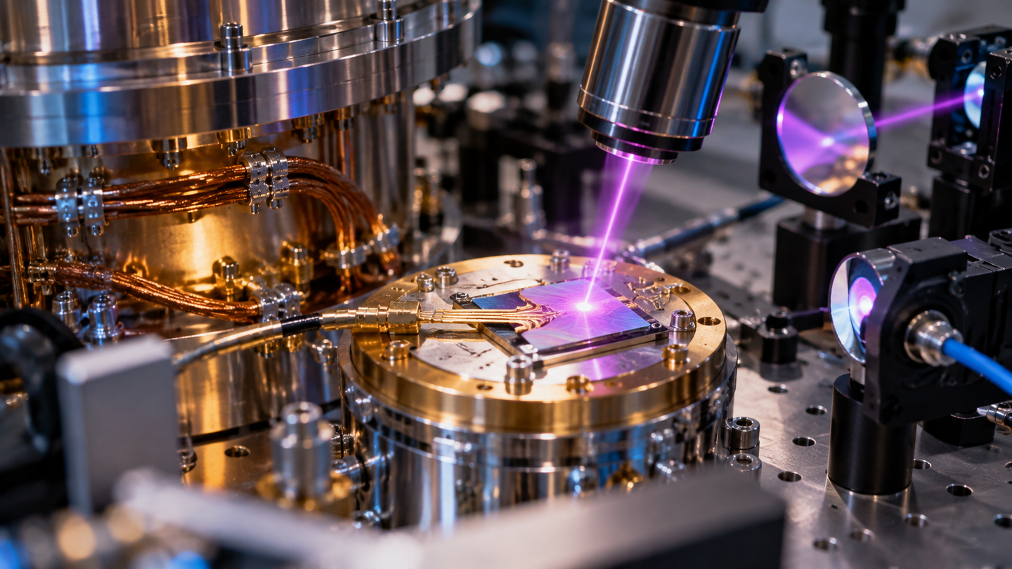A layered magnetic crystal converts microwave signals into light, offering a new path toward future quantum network interfaces.