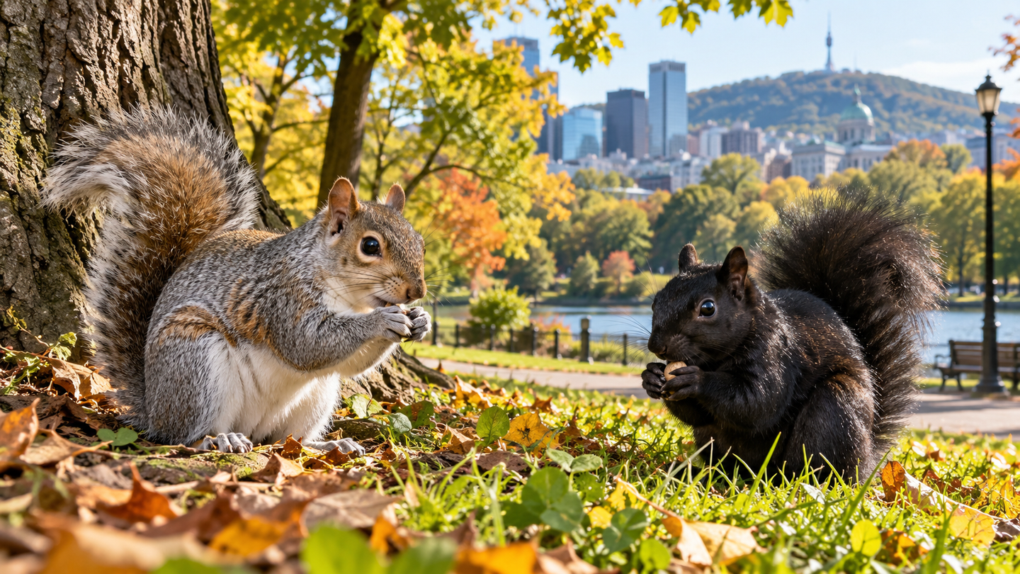 Black squirrels in Montreal are more common in colder, forested areas, revealing how local climate and rivers may shape urban wildlife.