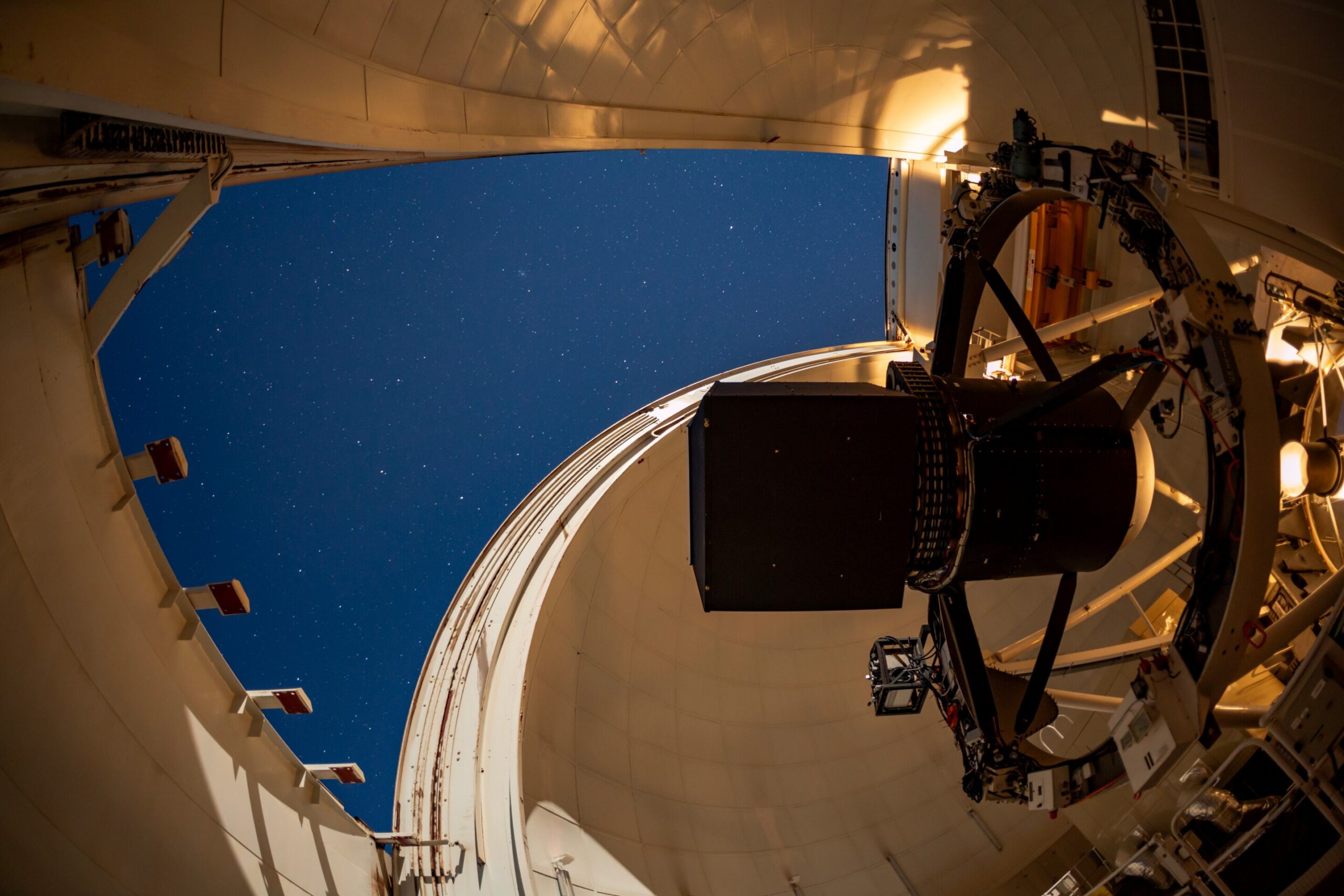 The WEAVE instrument at the prime focus of the William Herschel Telescope.
