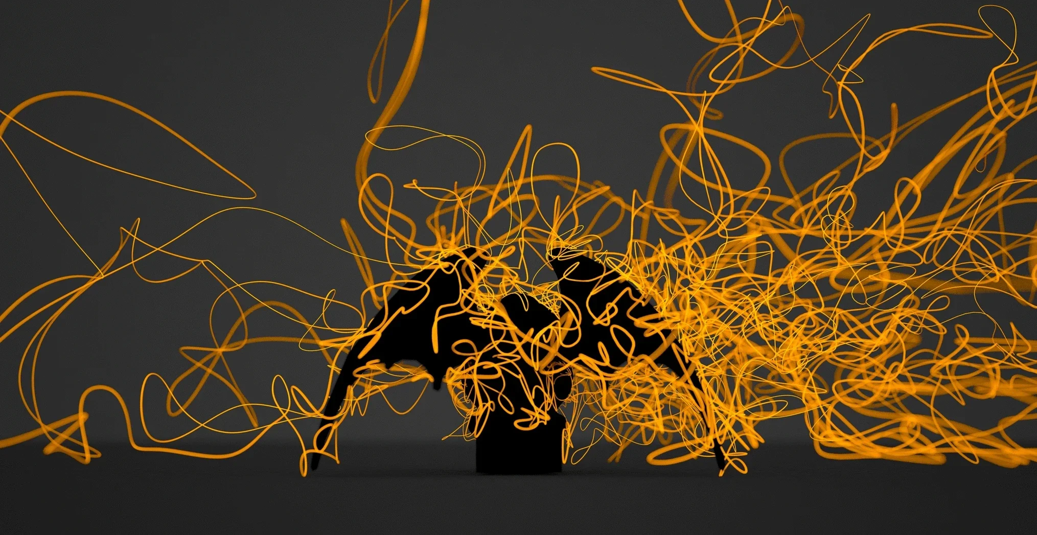 Gargoyle, Reborn. Tool-path traces produced during our embodied interaction with a digital fabrication system surround the evolving gargoyle form. The image makes visible aspects of the creative process that disappear in the finished artifact itself.