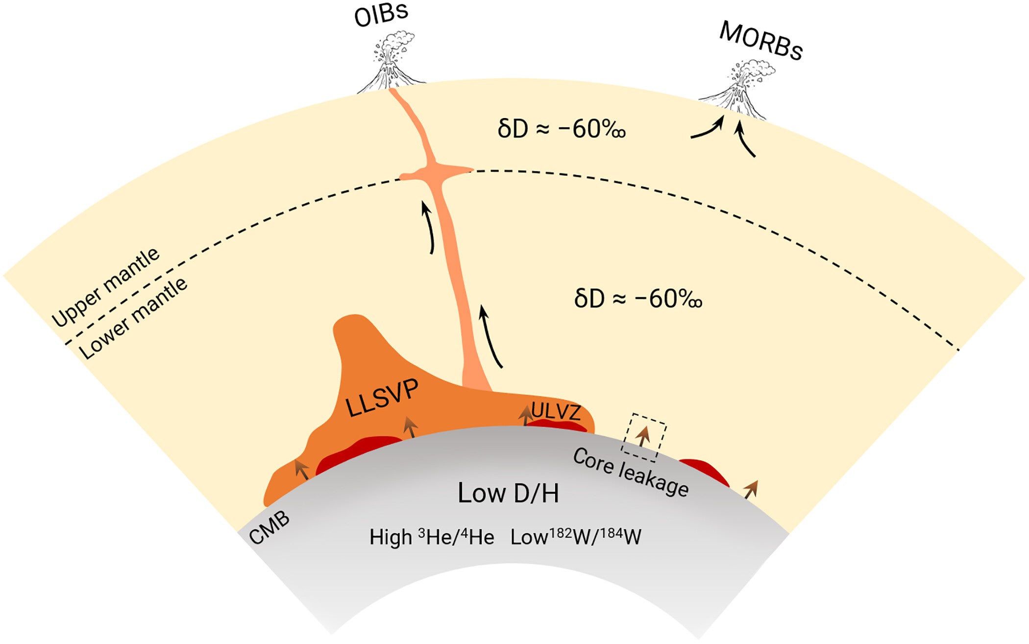 Schematic model for the origin of isotopic anomalies in OIBs.