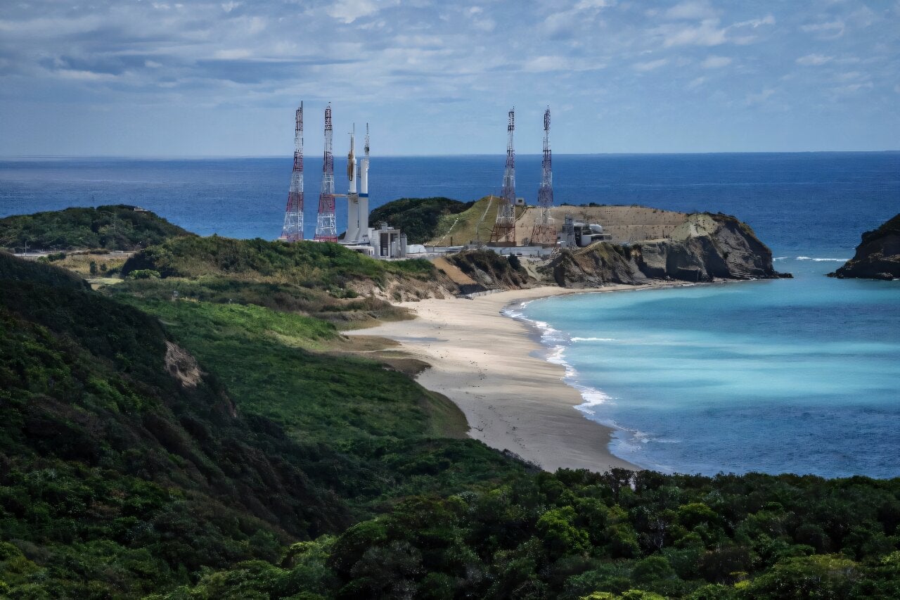 Launch pads are seen at the Tanegashima Space Center in Minamitane, Kagoshima prefecture, on Aug. 13, 2026.